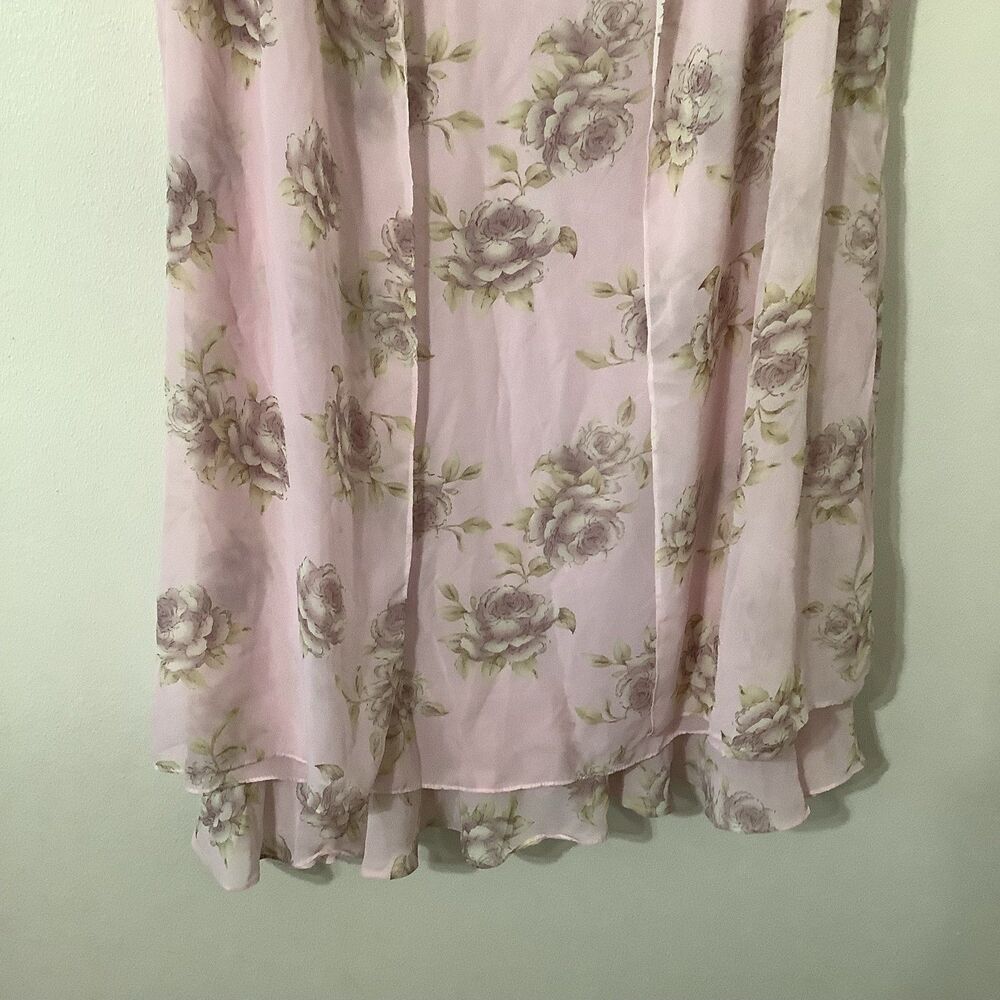 Vintage 90s Pink Floral Girly Cottagecore Feminine Ruffle Spring Midi Dress 20W - Picture 3 of 8